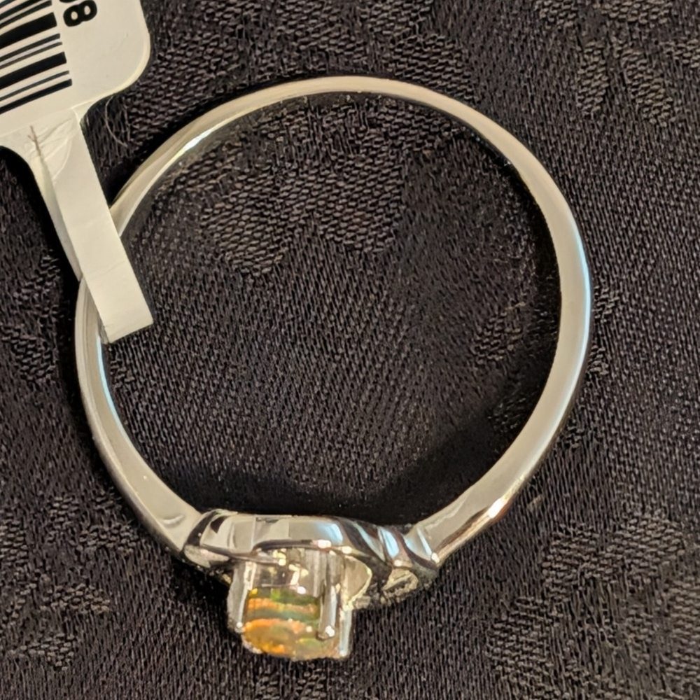 Genuine Natural Ethiopian Opal Sterling Silver Celtic Design 925 Silver Size 9 - Picture 5 of 12